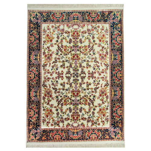 فرش ماشینی آذردکور مدل عرش بهار زمینه کرم